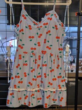 BCL5 NO BRAND Light Blue Cherry Print Sundress